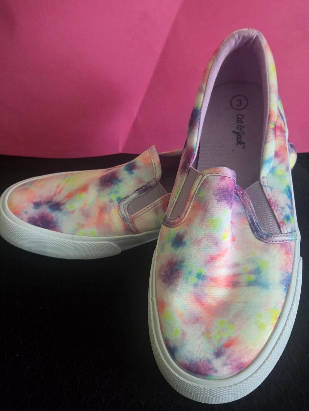 Cat & Jack Girls' Tie-Dye Slip-On Canvas Sneakers - Size 3